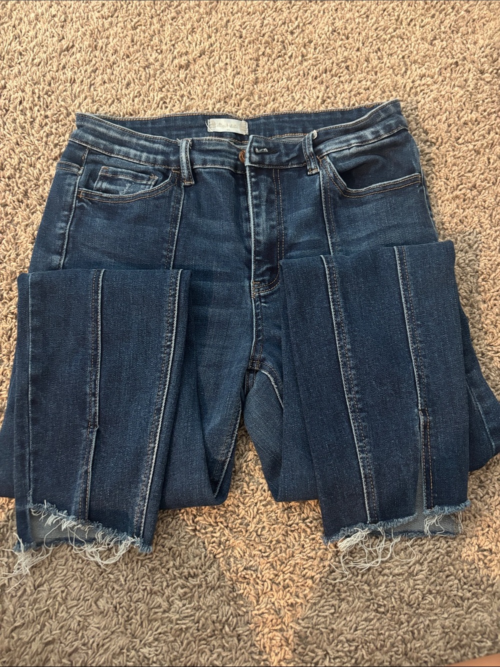 Altar'd State Dark Blue Skinny Jeans with Raw Hem